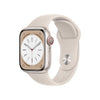 Apple Watch Series 8 (GPS 41mm) Smart watch - Starlight Aluminium Case with Starlight Sport Band - Regular. Fitness Tracker, Blood Oxygen & ECG Apps, Water Resistant